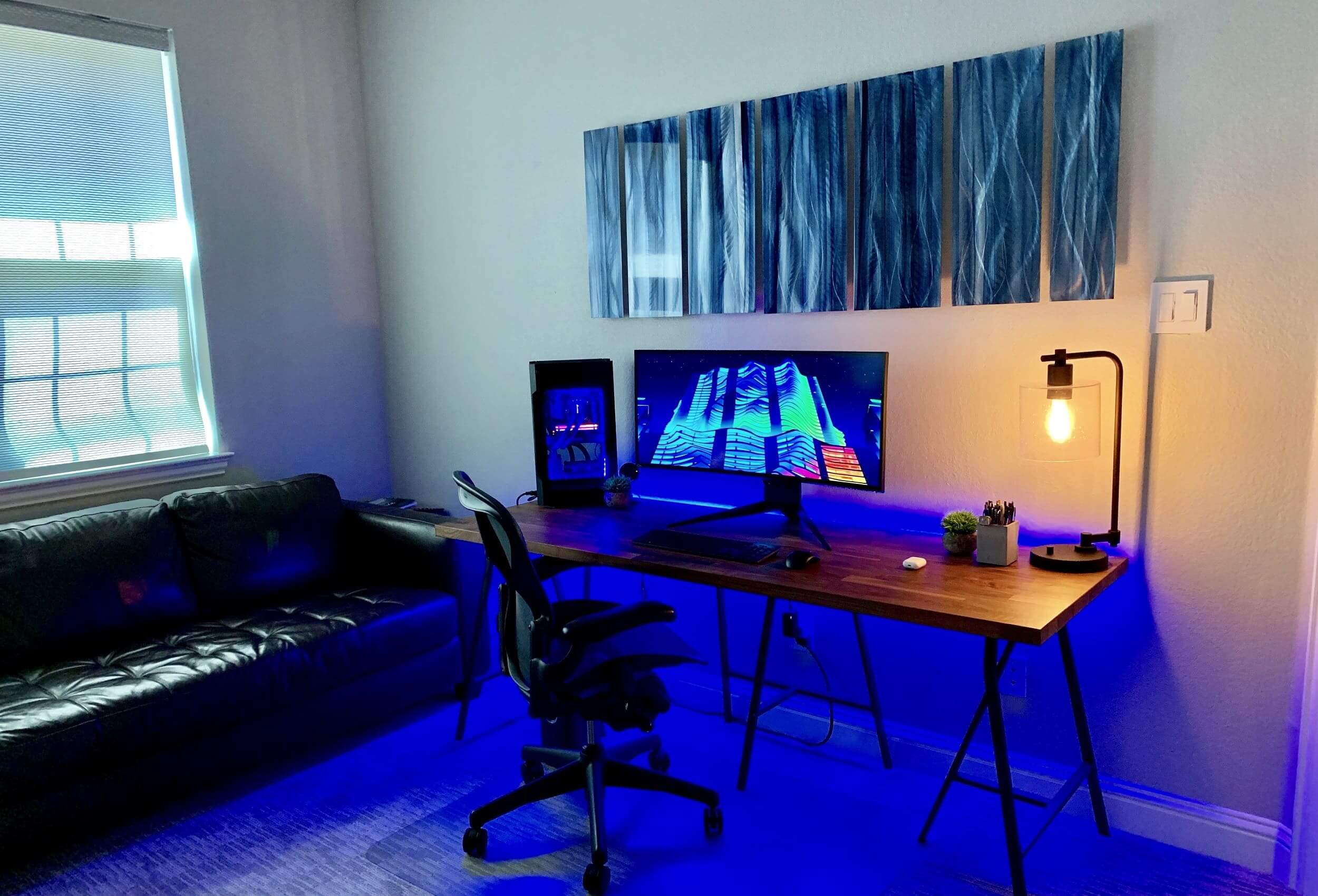 led light desk setup